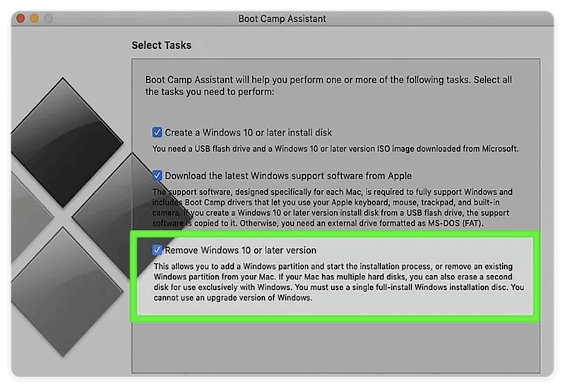 delete Windows from Mac