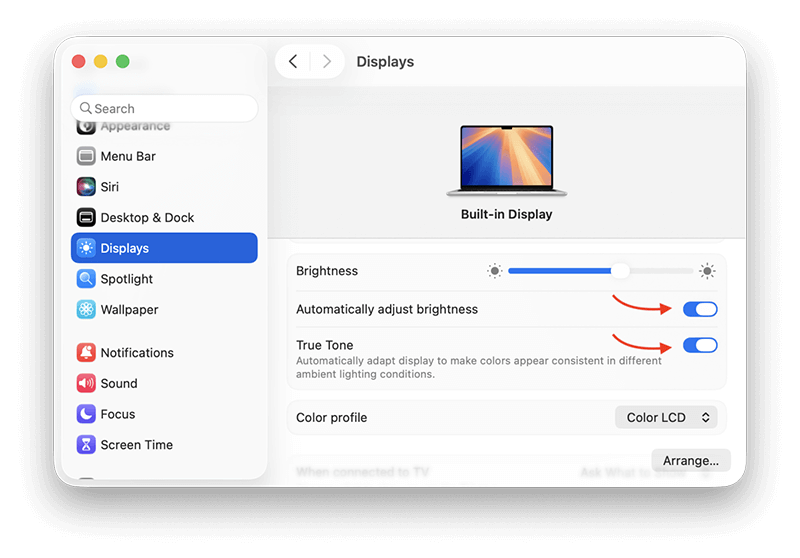 Disable True Tone if available