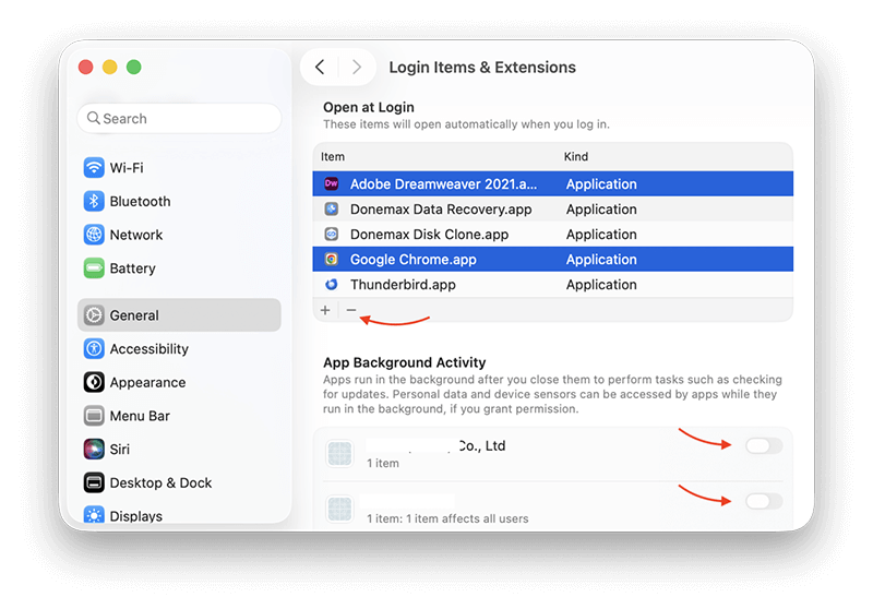 Disable Unnecessary Startup and Login Items