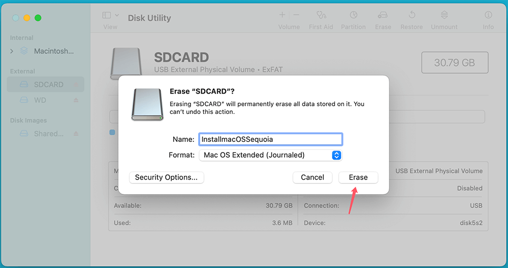 Open Disk Utility and format the drive