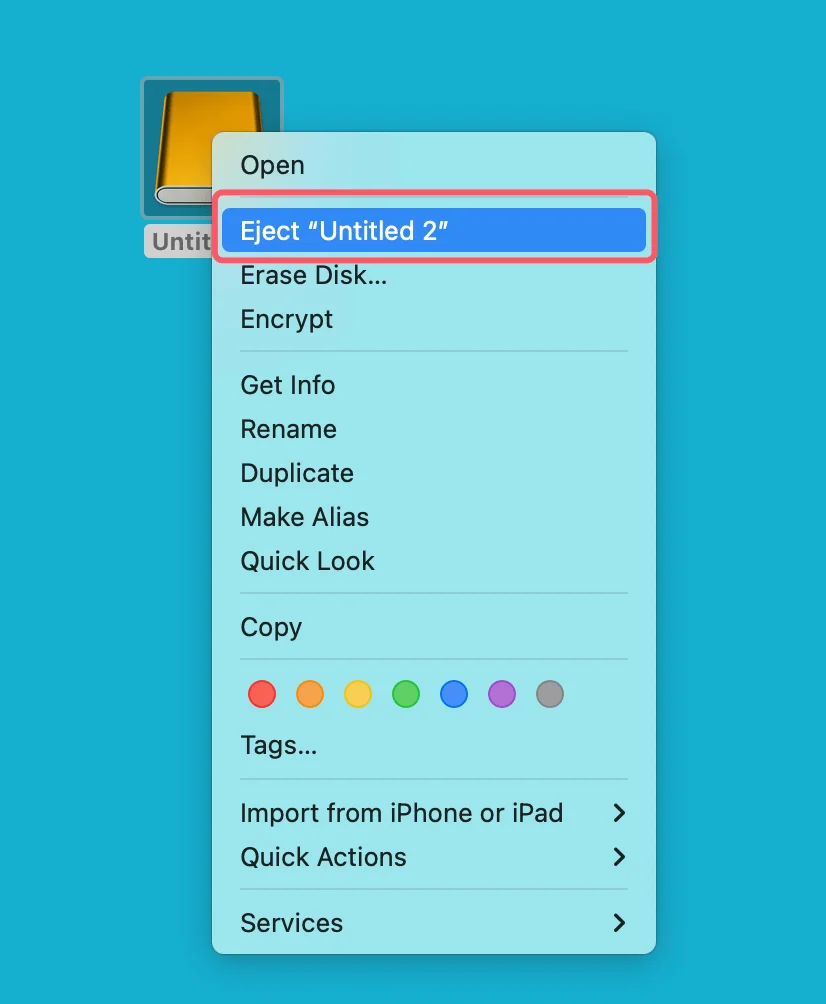 eject or force eject external device on Mac