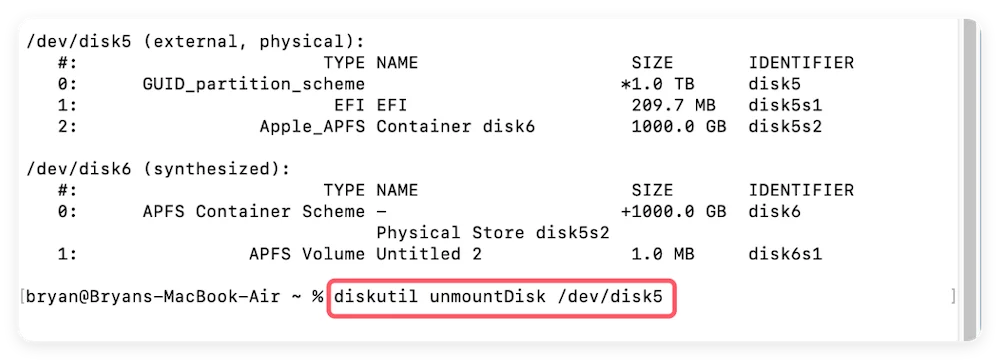 eject or force eject external device on Mac