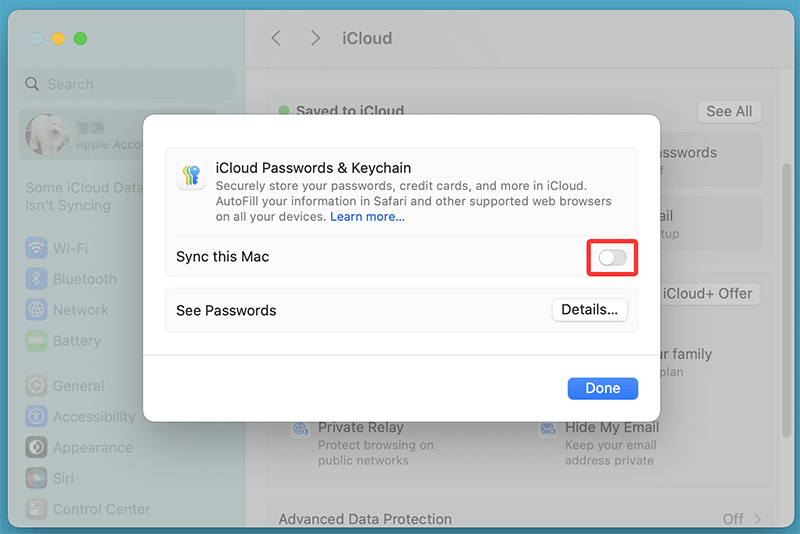 Enable iCloud Keychain