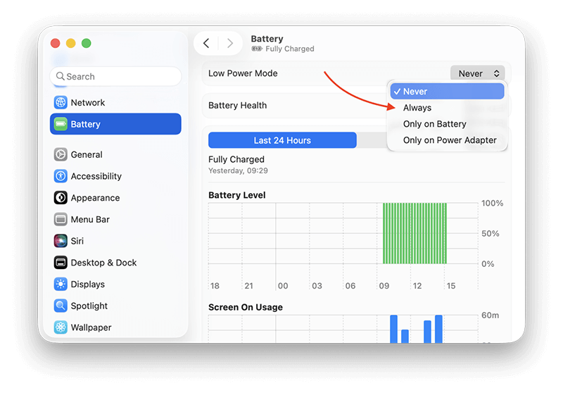 Enable Low Power Mode