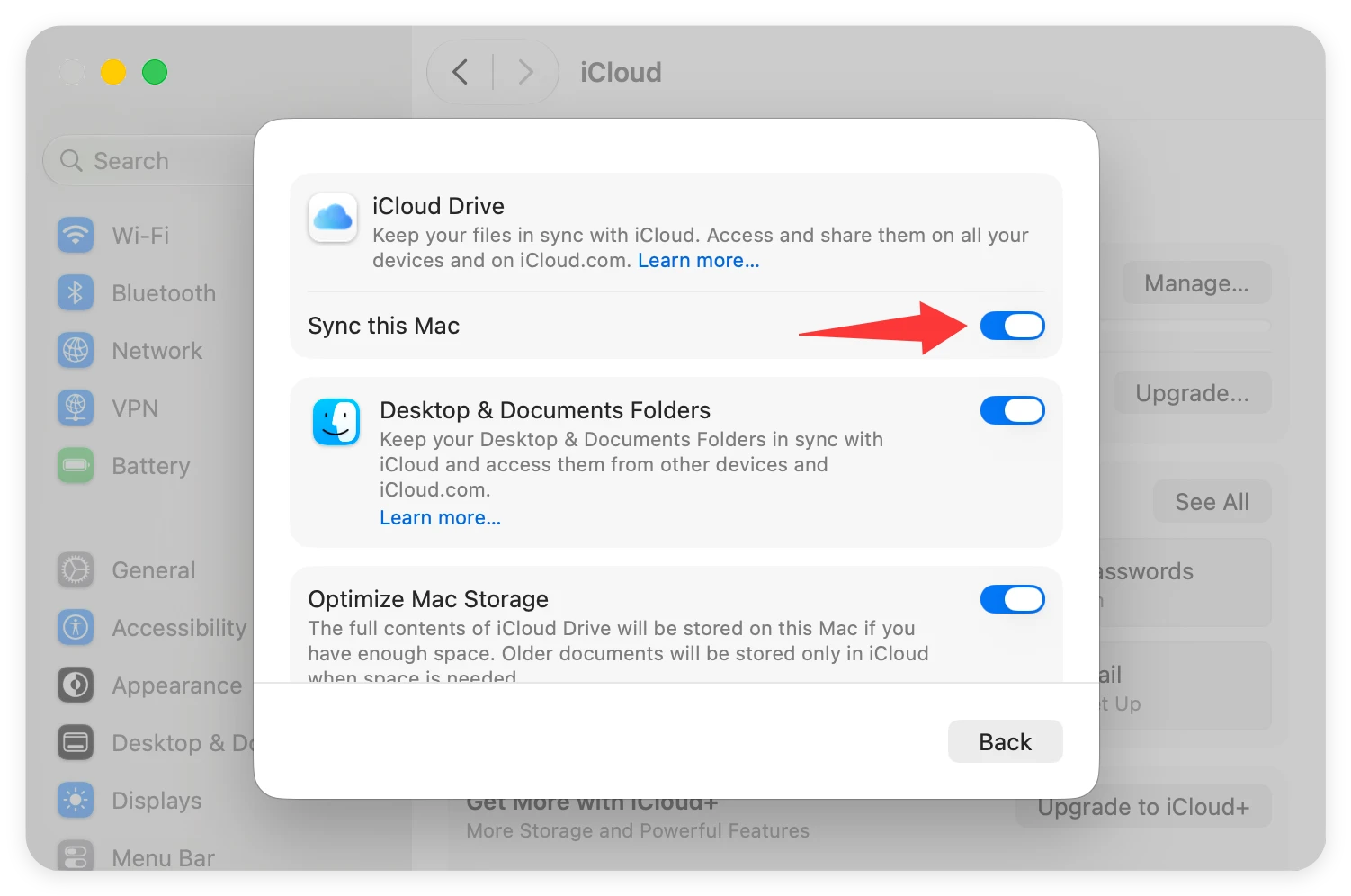 how to enable or disable iCloud backup on macOS 27 Golden Gate