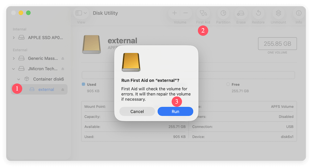 fixe read-only external drive on macOS Tahoe