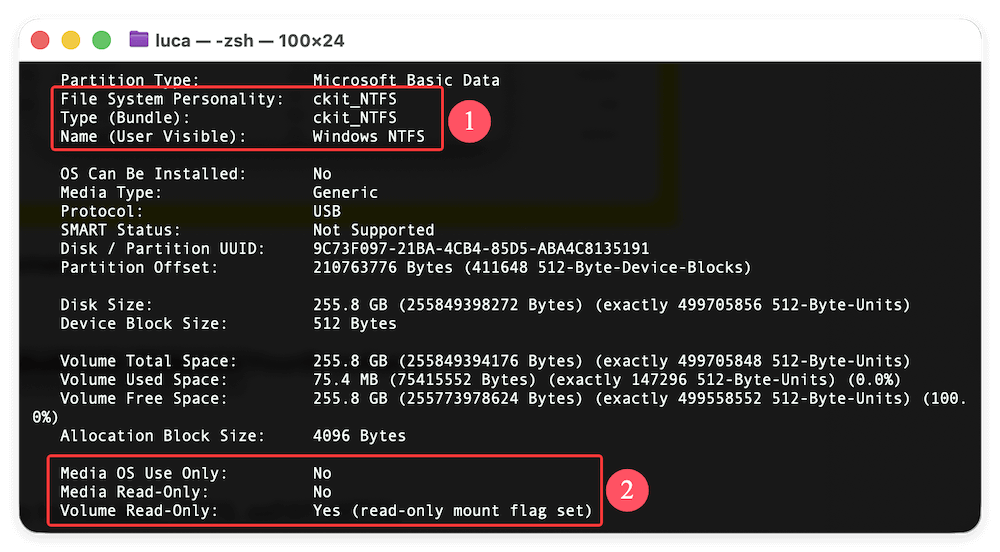 fixe read-only external drive on macOS Tahoe