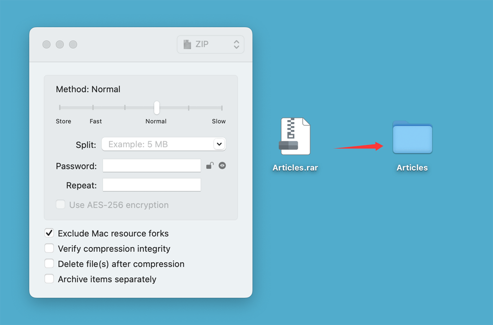 Extract the RAR File with Keka
