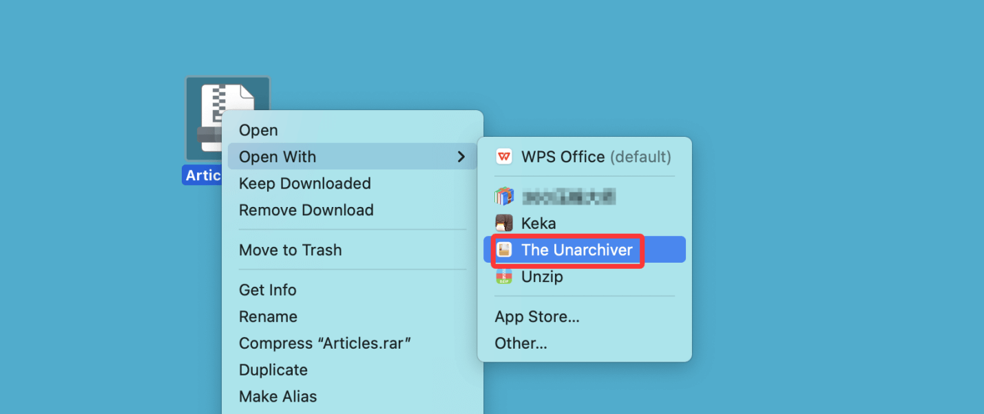 Extract the RAR File with The Unarchiver