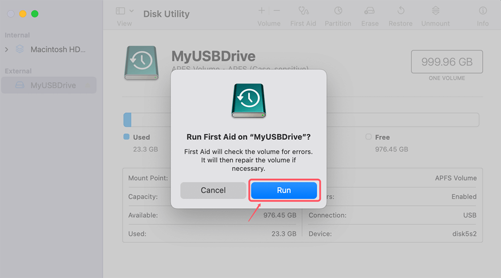 Click Run to proceed