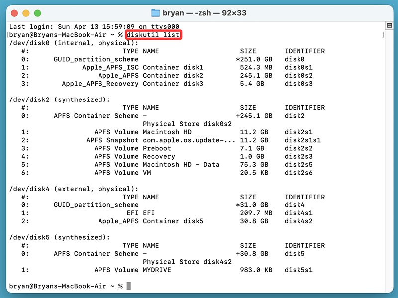 Type the below command and press Enter