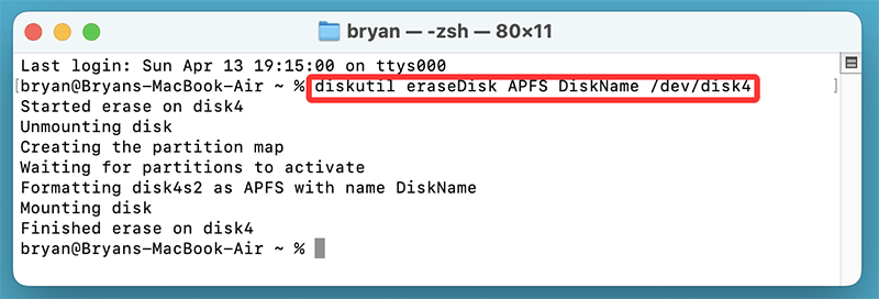 Reformat the Disk Properly via Terminal