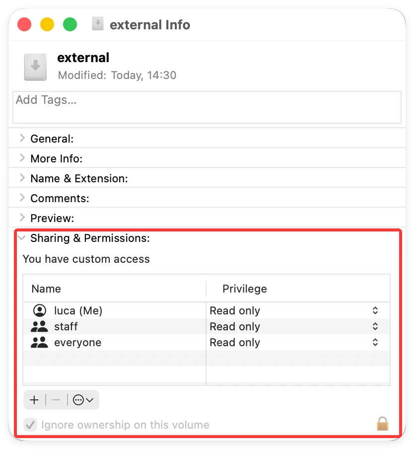 external hard drive read only macos 27 golden gate fix