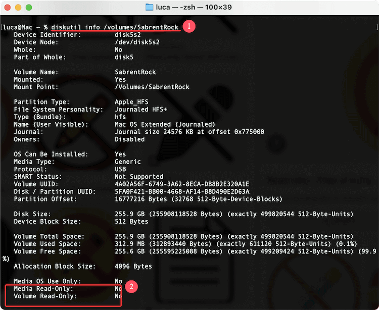 Sabrent Rocket external SSD ready-only on Mac