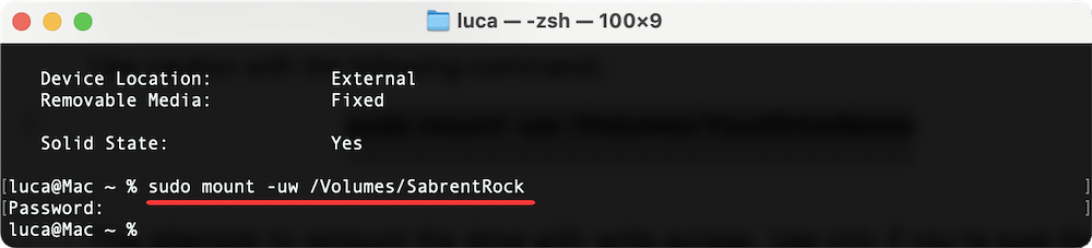 Sabrent Rocket external SSD ready-only on Mac