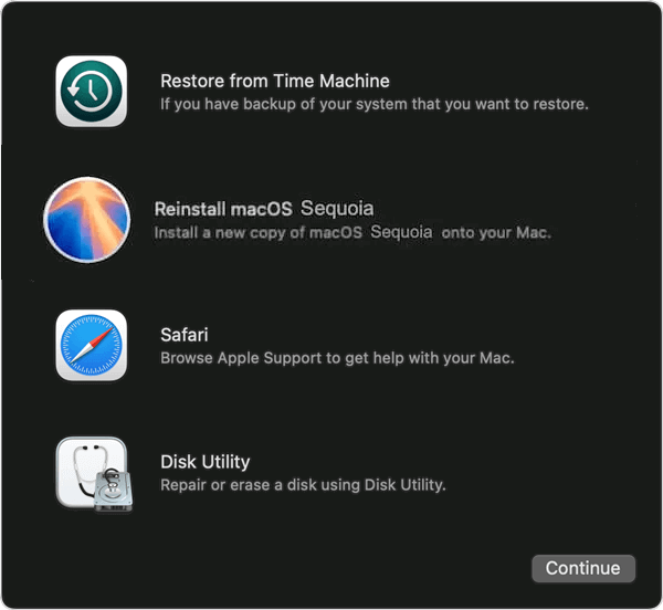 Choose Disk Utility from the macOS Recovery window