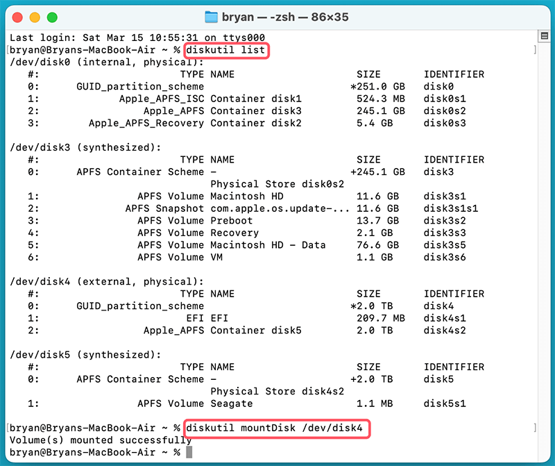 Use Terminal to Force Mount the Seagate Ultra Compact SSD