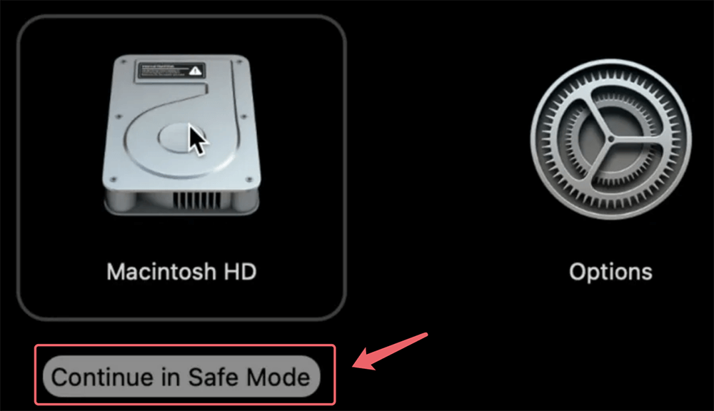 choose Continue in Safe Mode