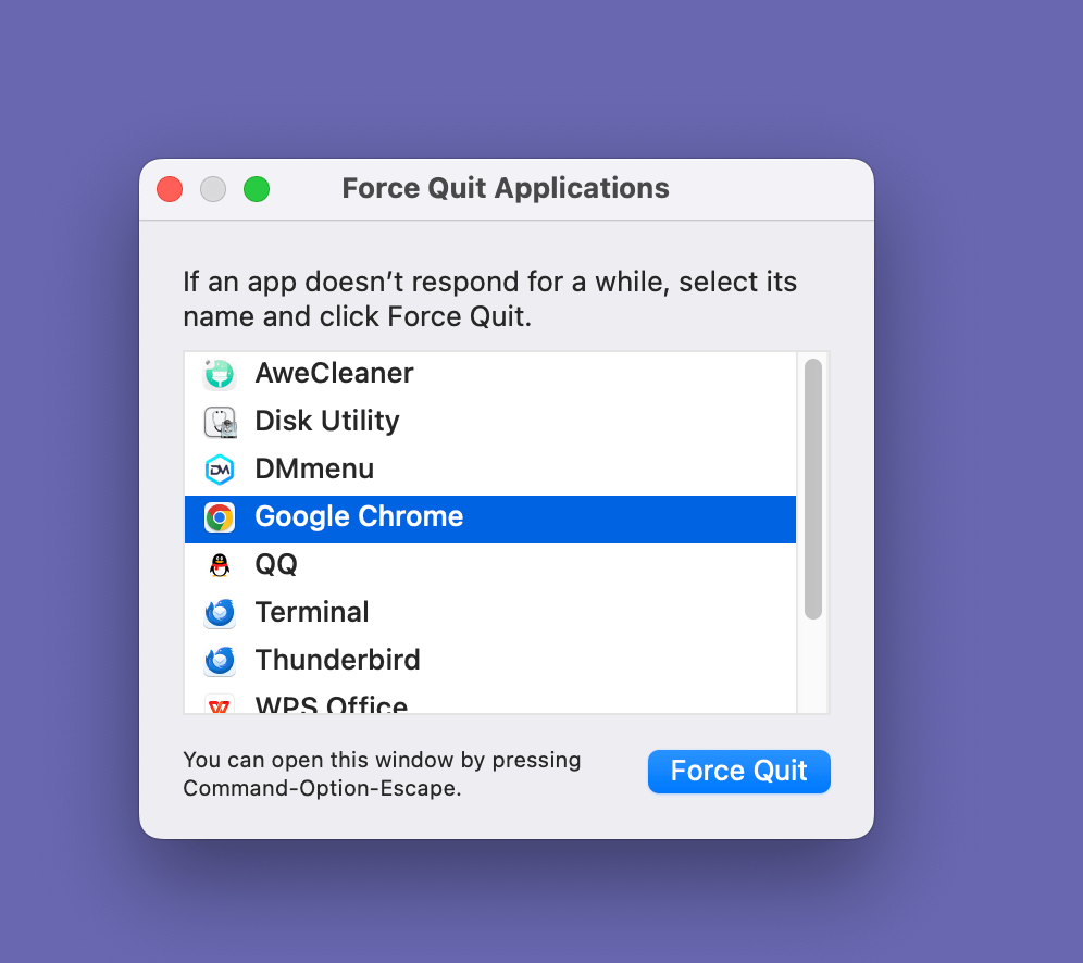 Force Quit Unresponsive Apps