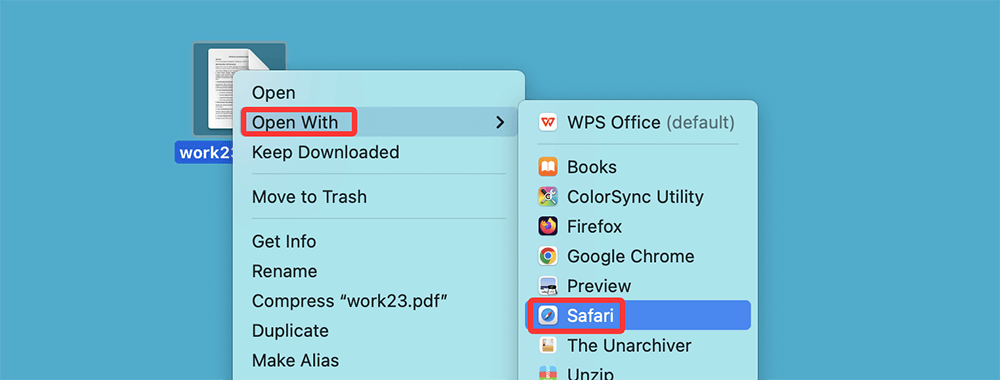 Open PDF with Safari or Chrome