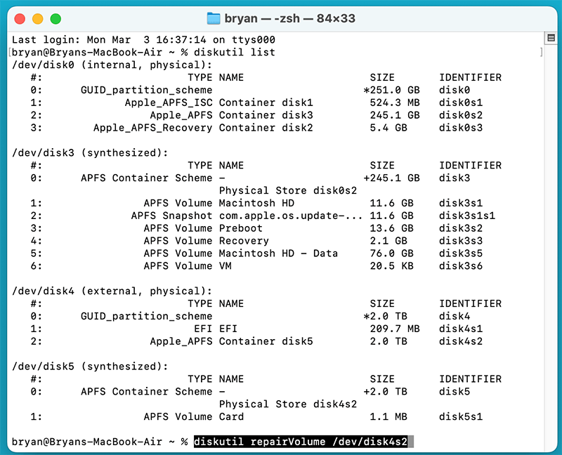 Run First Aid on a Specific Partition