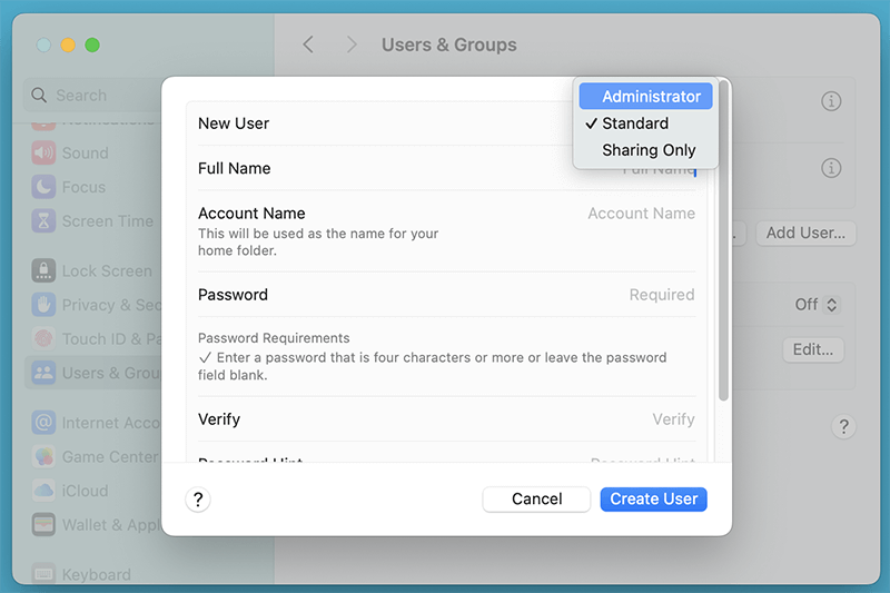 Choose Administrator