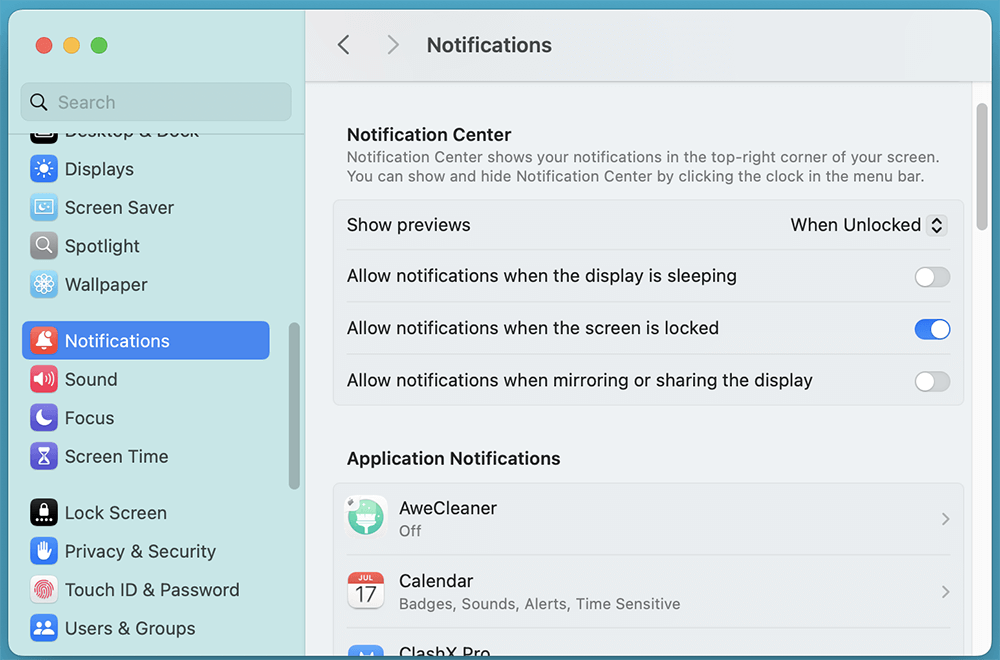 Click Notifications in the sidebar