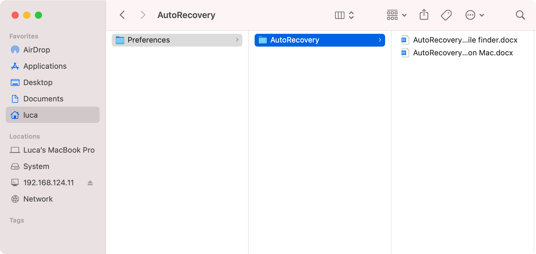 Word document recovery on Mac