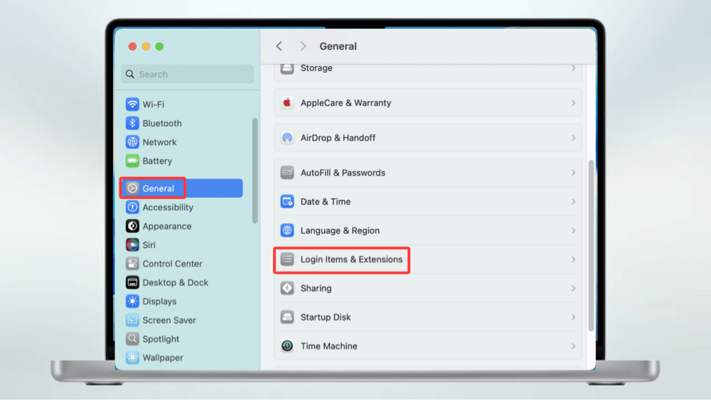 disabling startup items on different versions of macOS