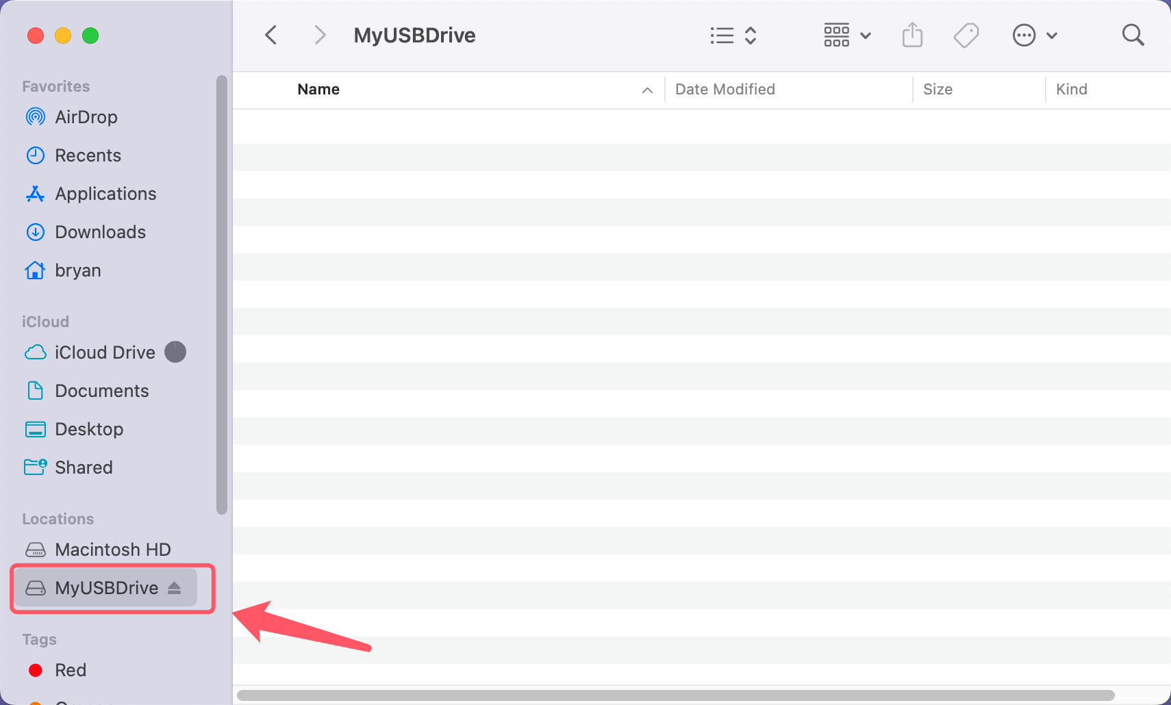 How to Find the USB Drive in Finder