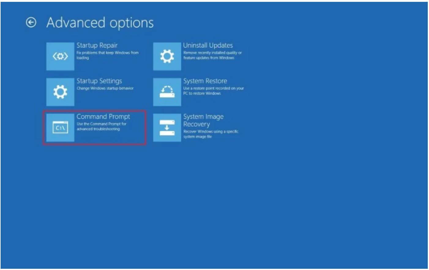 Advanced startup section