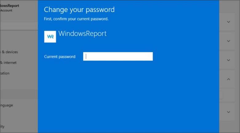 Change account password settings