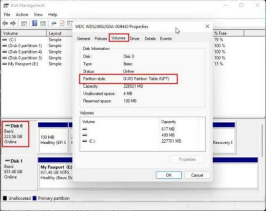 check disk partition scheme