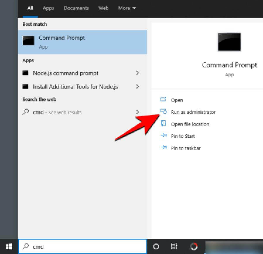 Open the cmd interface