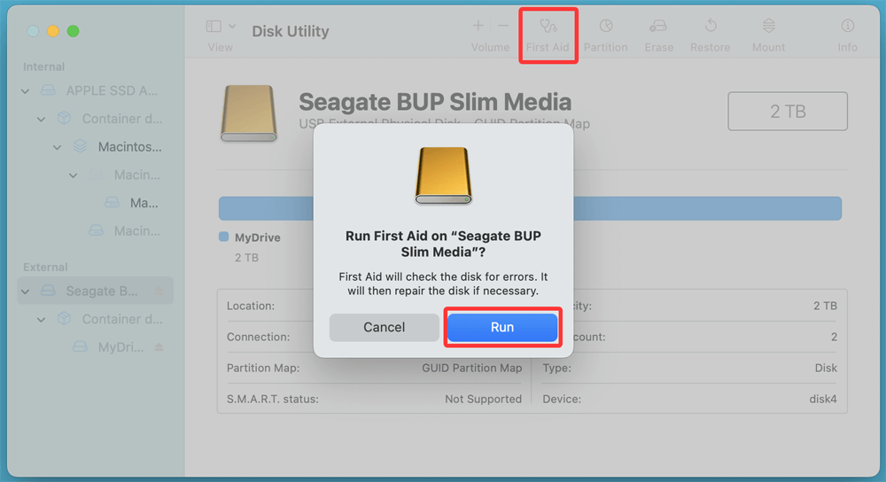 Repair the Drive Using Disk Utility or Terminal
