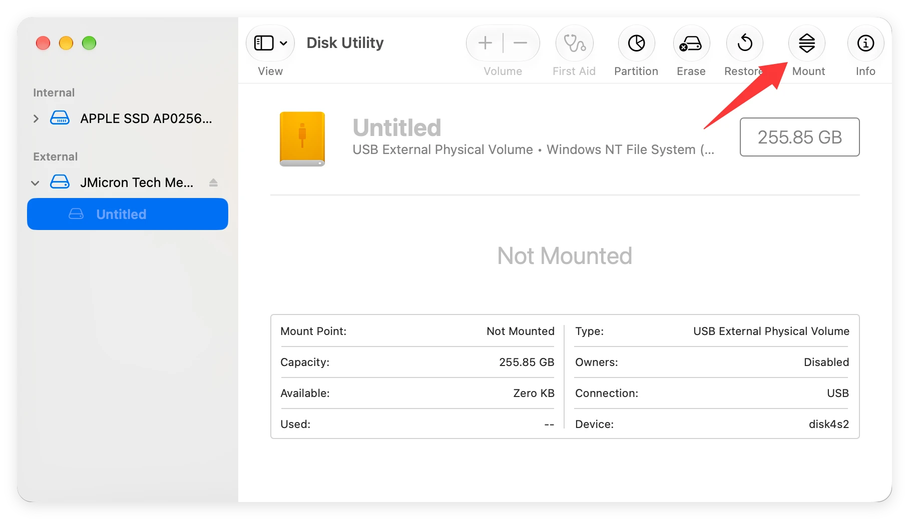 fix NTFS drive not showing up on MacBook Neo