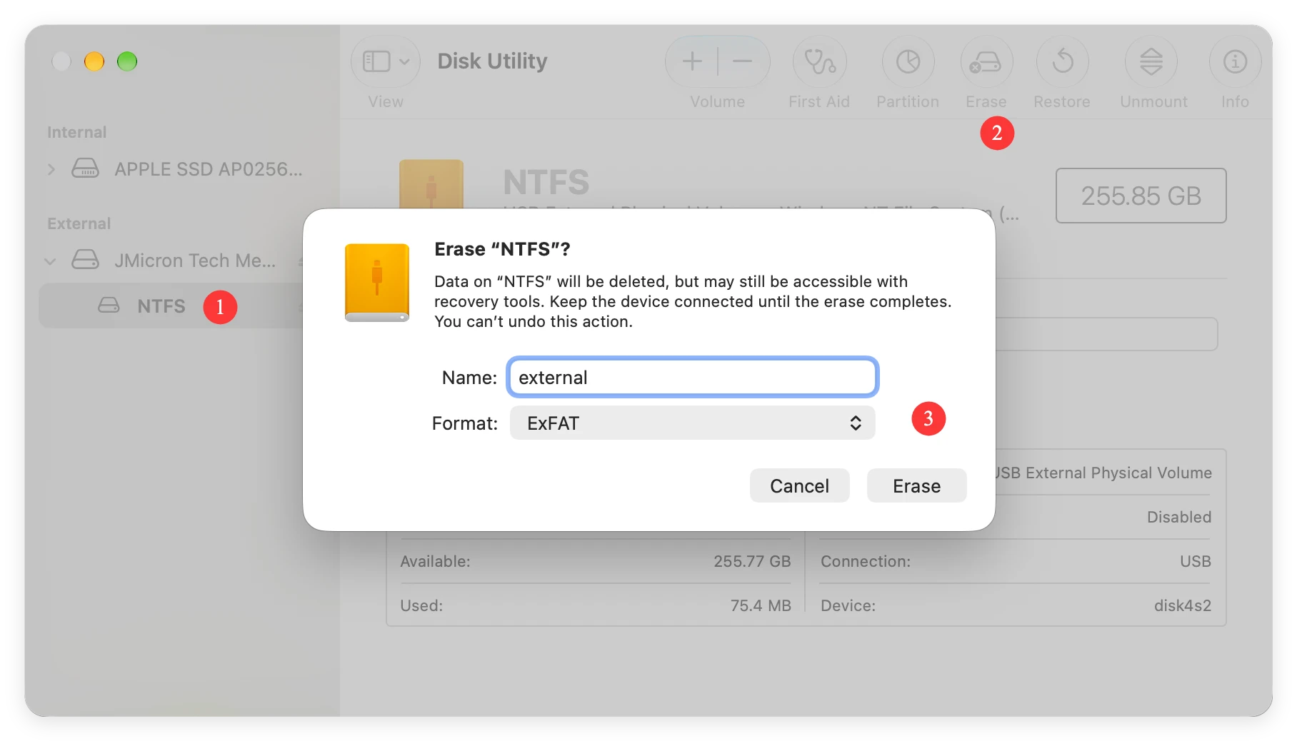 fix NTFS drive not showing up on MacBook Neo