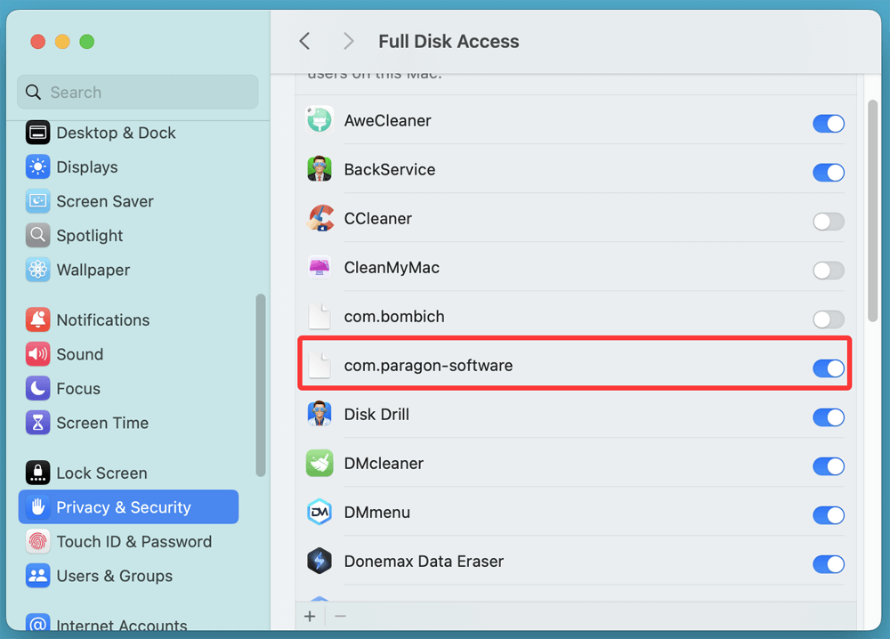 Grant Permissions in macOS System Preferences