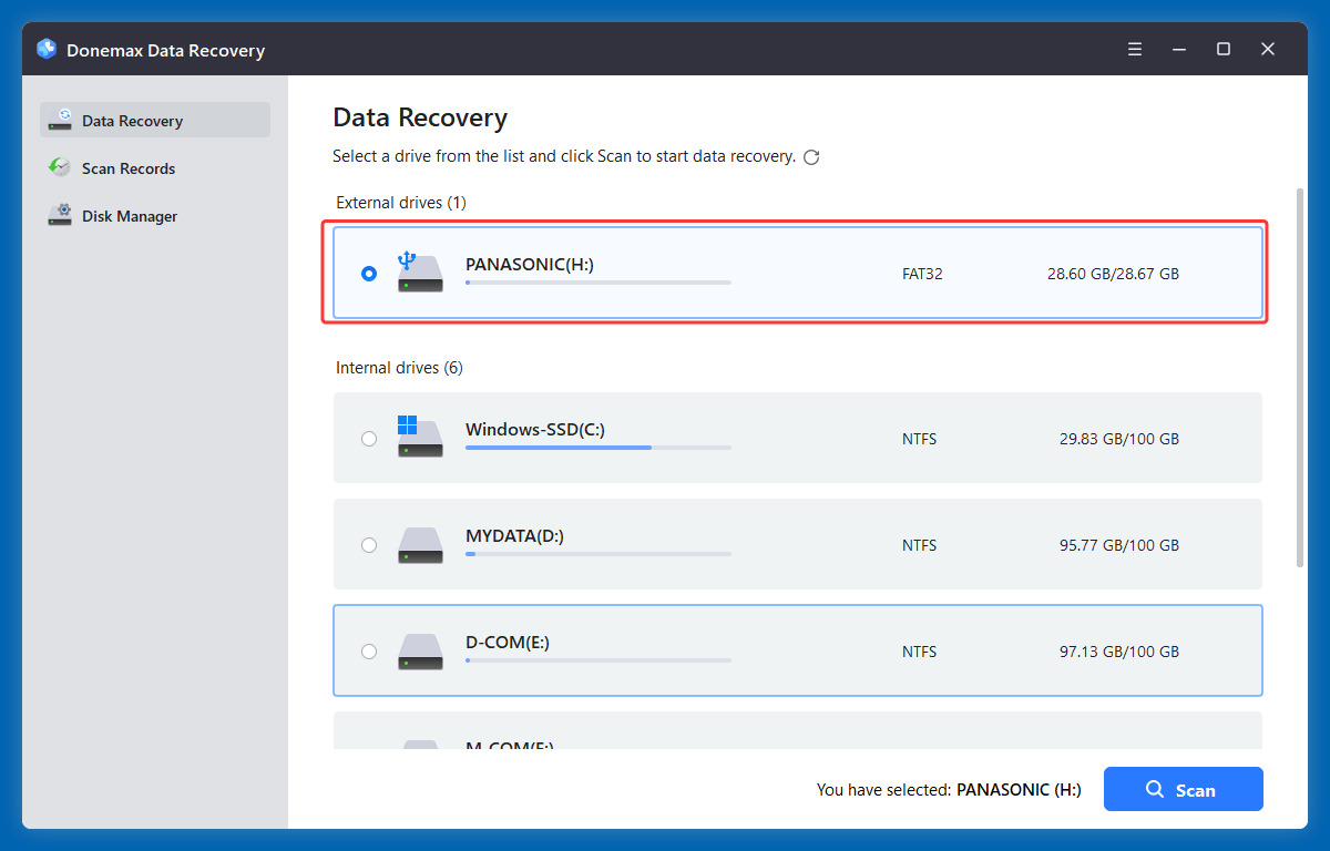 recover data from a Panasonic SD card