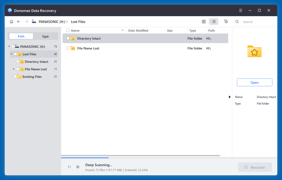 Scan Panasonic SD card