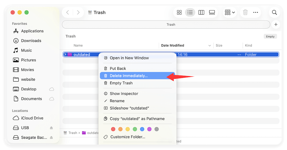 how to permanently delete a folder on Mac