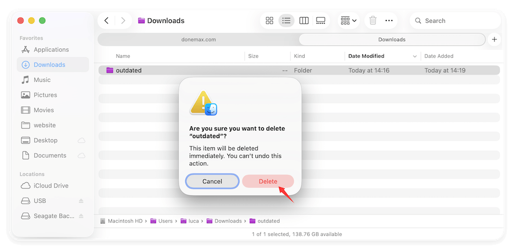 how to permanently delete a folder on Mac