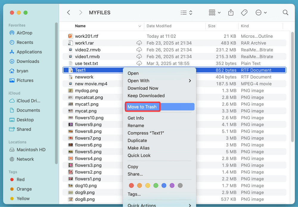 permanently delete an RTF file on Mac