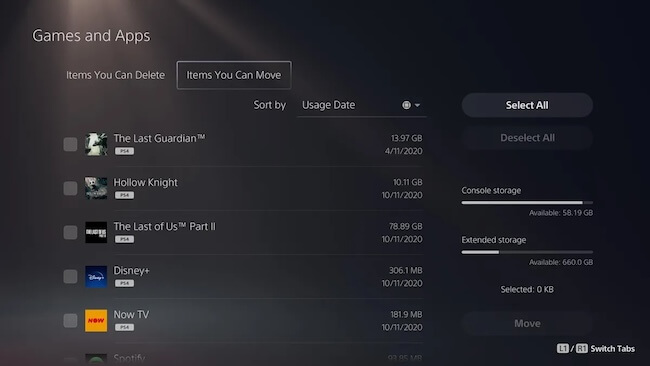 move game to external drive on PS5