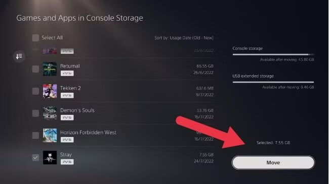 move game to external drive on PS5