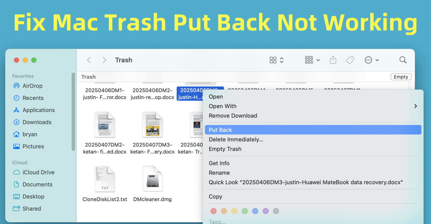 Fix Mac Trash Put Back Not Working