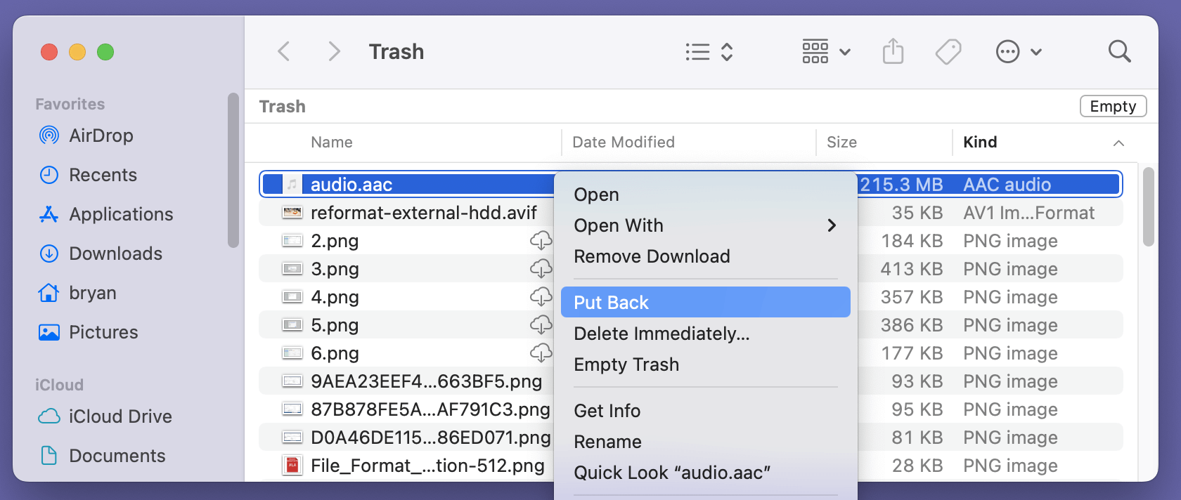 how to recover deleted AAC files