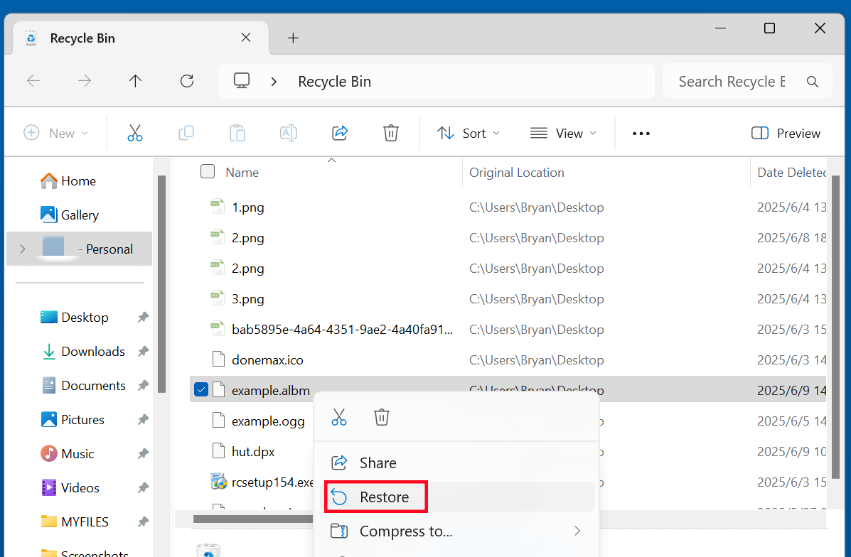 Recover Deleted ALBM Files