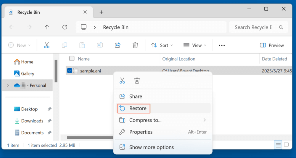 recover lost or deleted ANI files