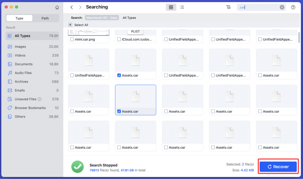 recover deleted CAR files on Windows or macOS